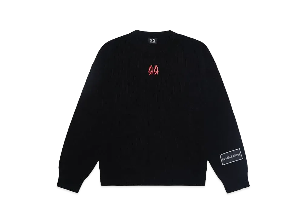 44 LABEL GROUP KELVIN CREWNECK MERINO 80 BLACK + 44 SOLID NEON PRINT "BLACK"