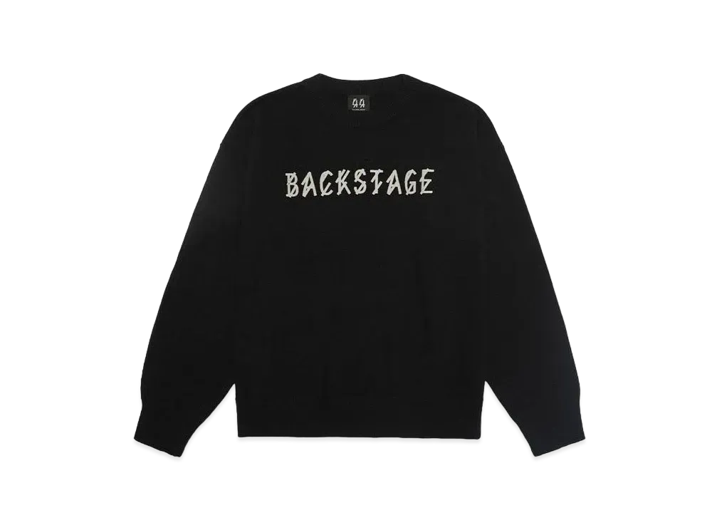 44 LABEL GROUP BACKSTAGE KELVIN CREWNECK WOOL 100 BLACK + BACKSTAGE FRONT PRINT "BLACK"