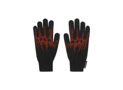 44 LABEL GROUP TRIBAL GLOVES MERINO 100 BLACK + RED TRIBAL PRINT "BLACK"