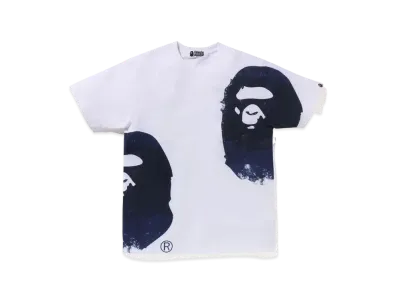 A BATHING APE Overprinted Multi Ape Head Tee "White"