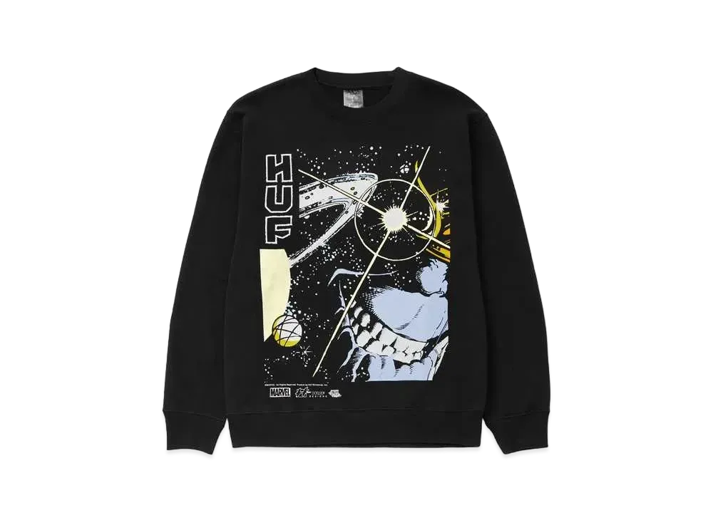 HUF x Avengers Thanos Eye Washed Crewneck "Washed Black"