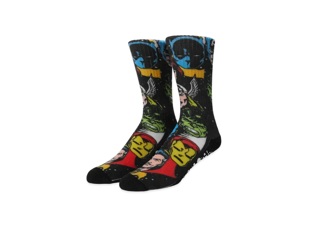 HUF x Avengers Galactic Heads Crew Sock "Black"