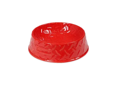 Supreme Diamond Plate Dog Bowl "Red"