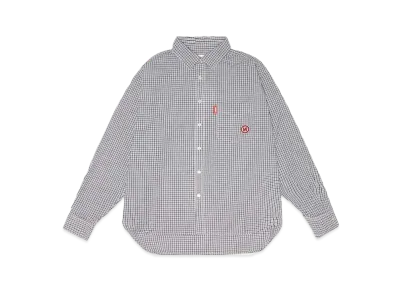 9090 N Logo Check Long Shirt "Gray&Navy"