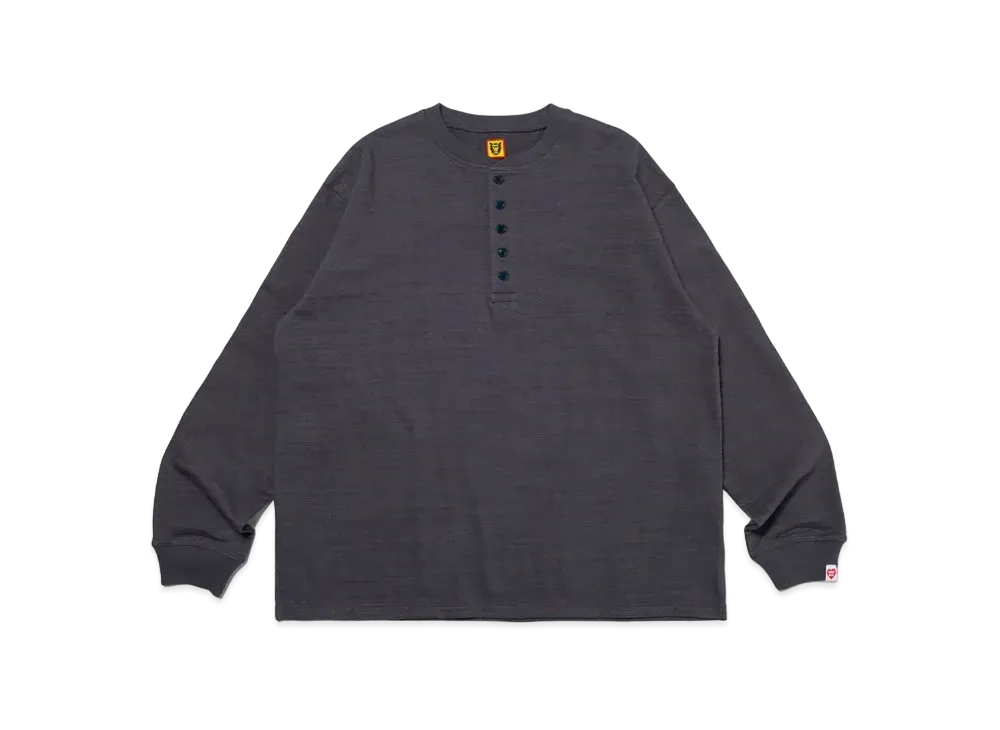 HUMAN MADE Oversized Henley Neck L/S T-Shirt "Navy"