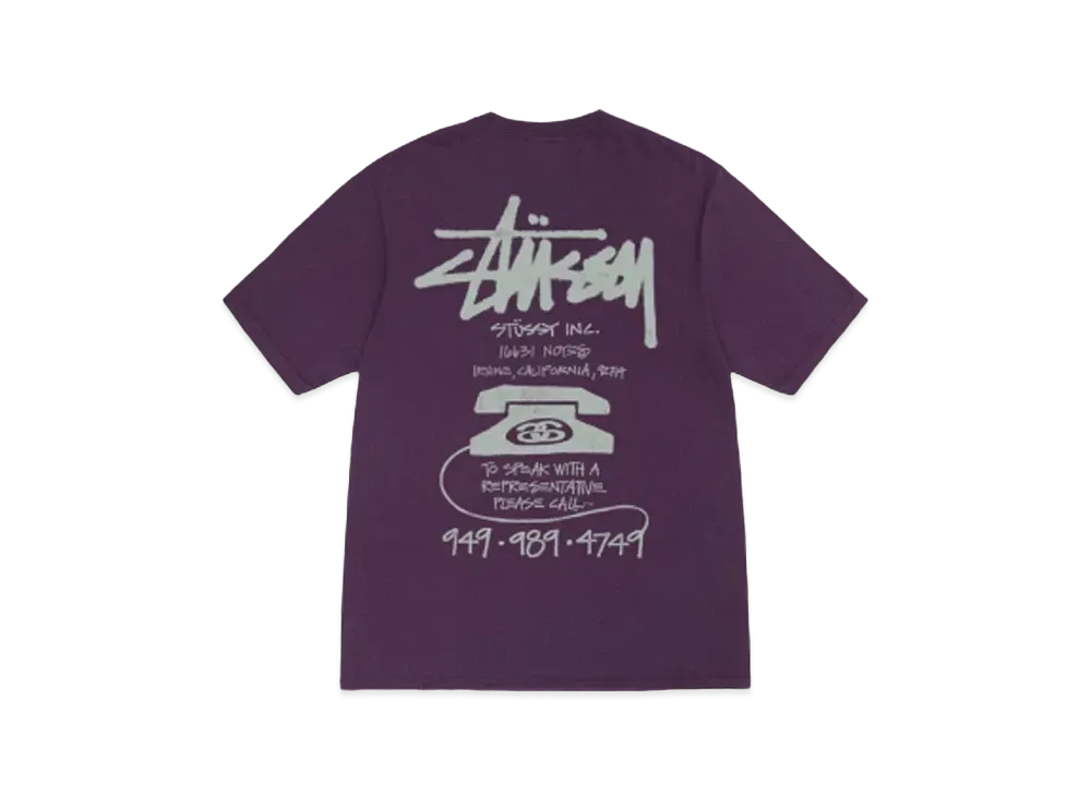 Stussy Old Phone Tee Pigment Dyed "Purple"