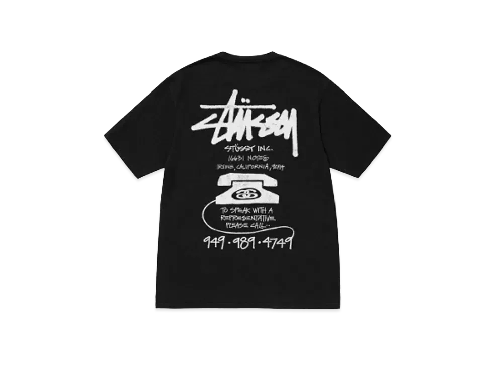 ステューシー オールド フォン Tシャツ ピグメント ダイド "ブラック"