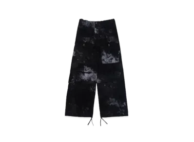 TAAKK FLOCKY + PIGMENT PRINT PARACHUTE PANTS "BLACK"
