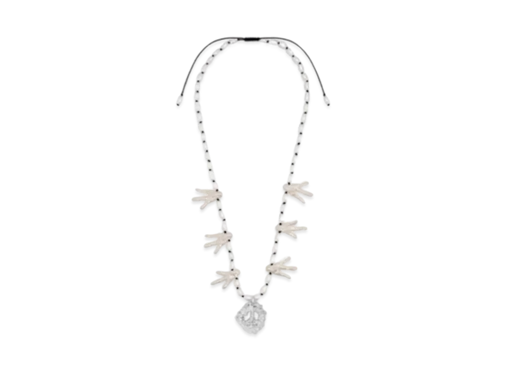 Dior Tears Necklace (Cord, Freshwater Pearls and Brass) "Silver"