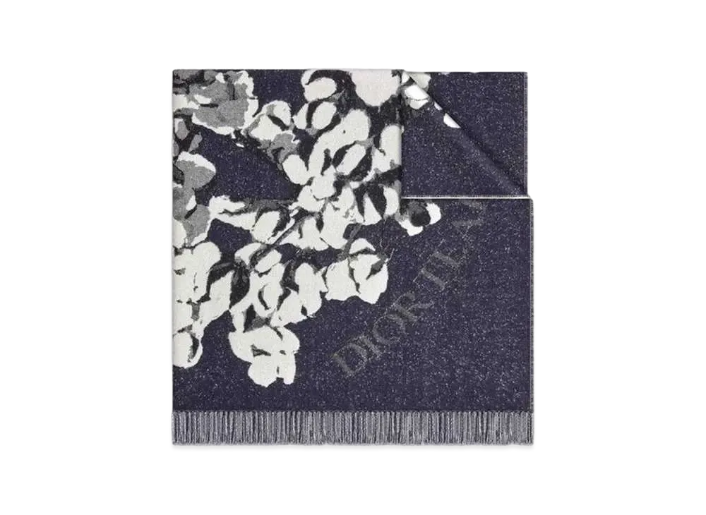 Dior Tears Blanket (Cashmere, Wool and Silk) "Navy Blue/White"