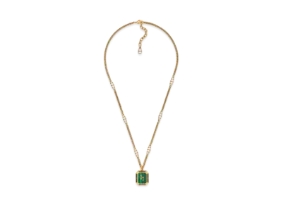 Dior Tears Pendant Necklace (Brass and Malachite) "Gold"