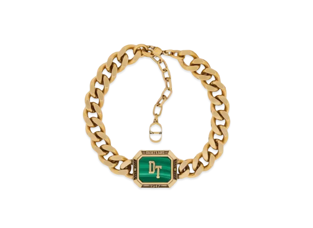 Dior Tears Chain Link Bracelet (Brass and Malachite) "Gold"