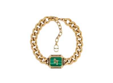 Dior Tears Chain Link Bracelet (Brass and Malachite) "Gold"