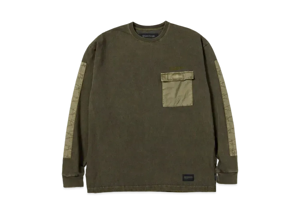 NEIGHBORHOOD Design Pigment Dyed Crewneck LS "Olive Drab"