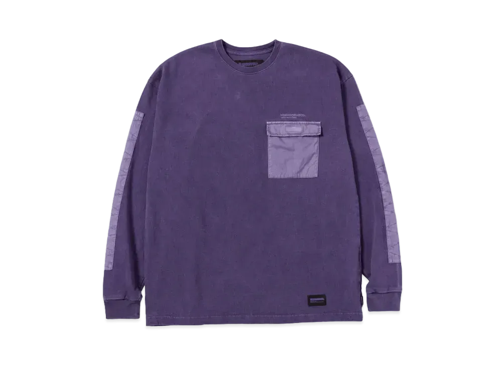 NEIGHBORHOOD Design Pigment Dyed Crewneck LS "Purple"