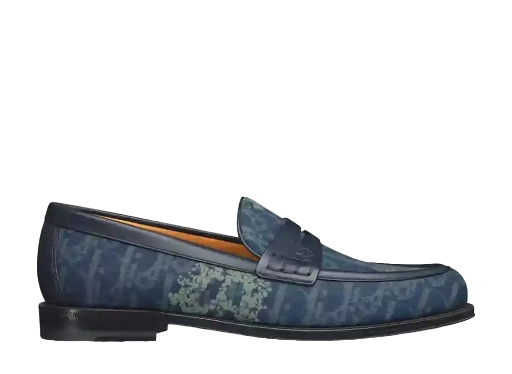 Dior Tears Dior Granville Loafer Dior Oblique and Peace Sign (Denim and Smooth Calfskin) "Navy Blue"