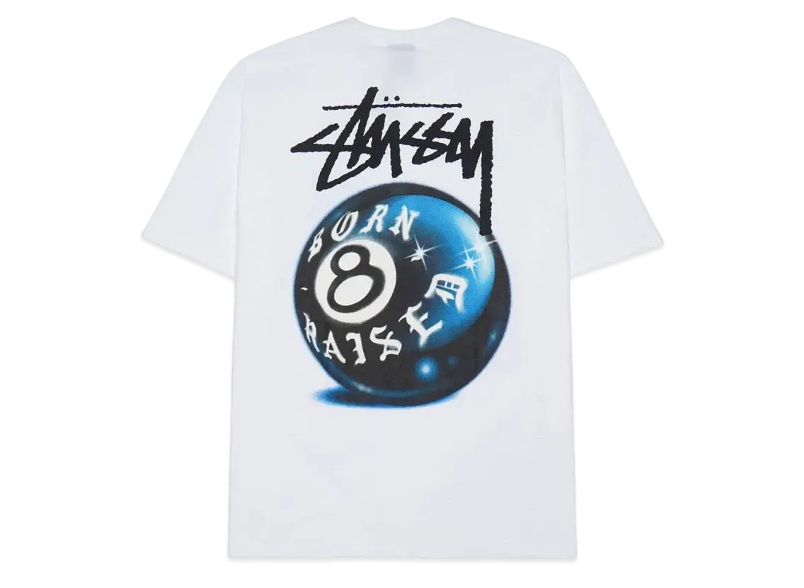 Stussy Born x Raised 8 Ball Tee "White"