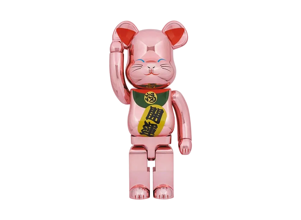 Bearbrick Maneki Neko Good Luck Peach Gold Plated 1000%