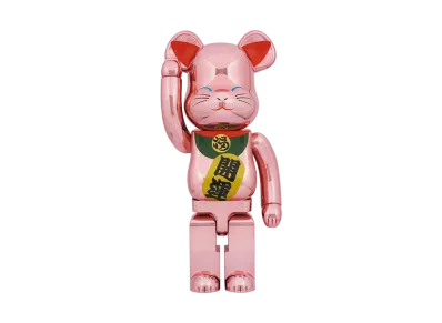 Bearbrick Maneki Neko Good Luck Peach Gold Plated 1000%