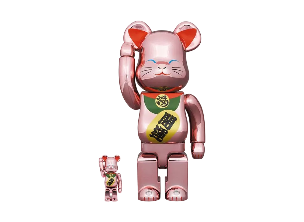 Bearbrick Maneki Neko Good Luck Peach Gold Plated 100% & 400%