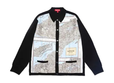 Supreme Silk Map Cardigan "Black"