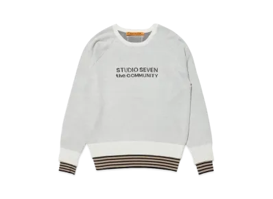 STUDIO SEVEN Hem Border Crew Neck Knit "OFF WHITE"