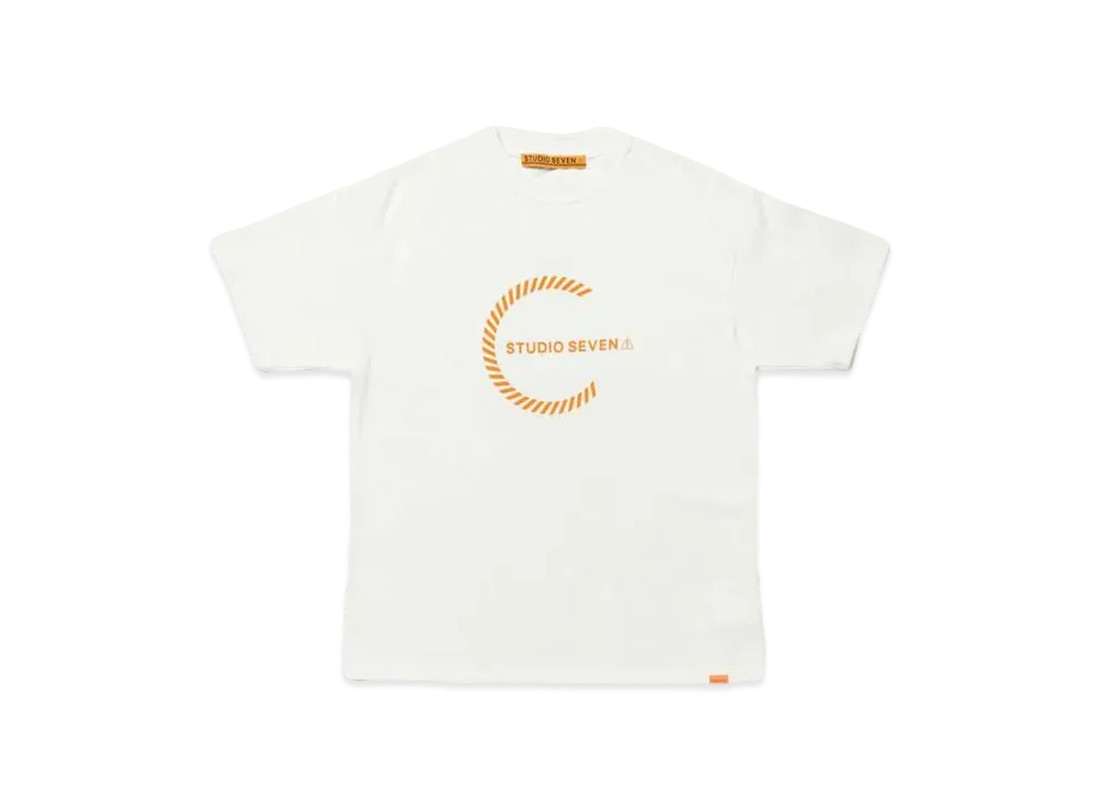 STUDIO SEVEN Circle Caution Logo SS Tee "WHITE"