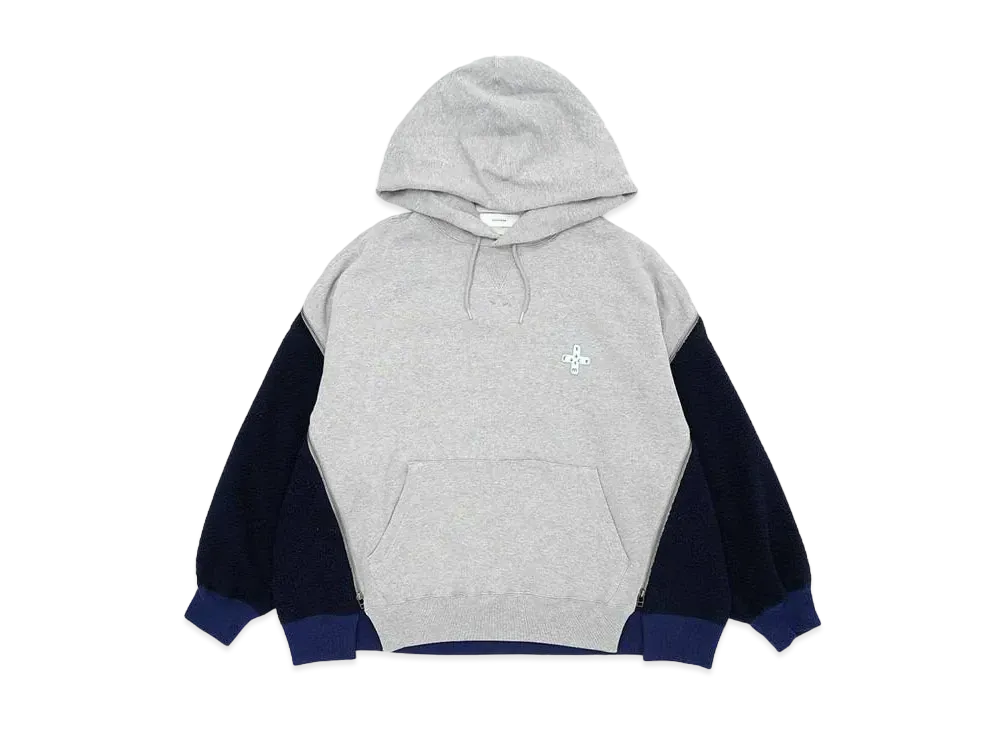 FACETASM FLEECE ZIPPER HOODIE "GRAYxNAVY"