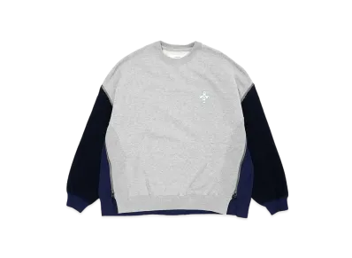 FACETASM FLEECE ZIPPER SWEAT "GRAYxNAVY"