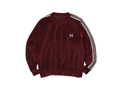 KEBOZ x NEEDLES Velour Track Crew Neck Shir "Burgundy"