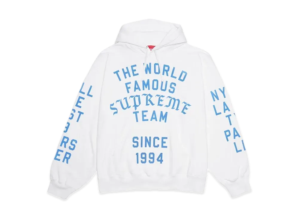 Supreme Team Flocked Hooded Sweatshirt "White"