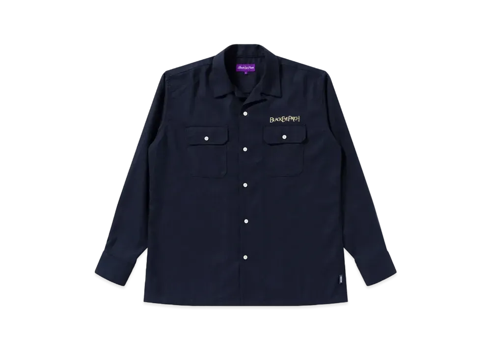 Blackeyepatch Optima Open Collared L/S Shirt "Navy"