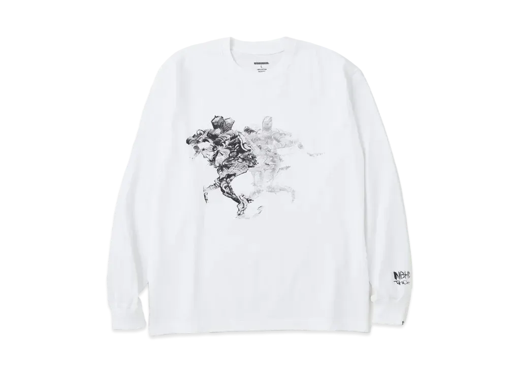 NEIGHBORHOOD NH x TAKU OBATA . Tee LS-3 "White"