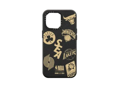 WIND AND SEA x NBA x CASETIFY (Team Logo) Magsafe Leather "Leather Jet Black"