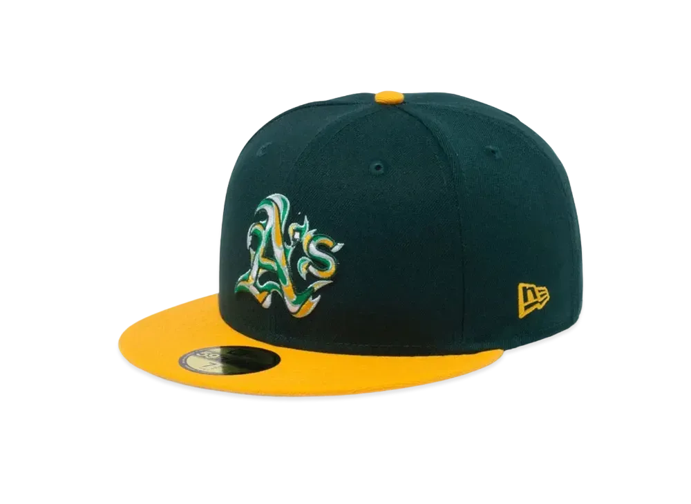 NEW ERA 59FIFTY Tetsuya Nakamura Nanzuka Gallery Oakland Athletics A Gold Visor "Dark Green"