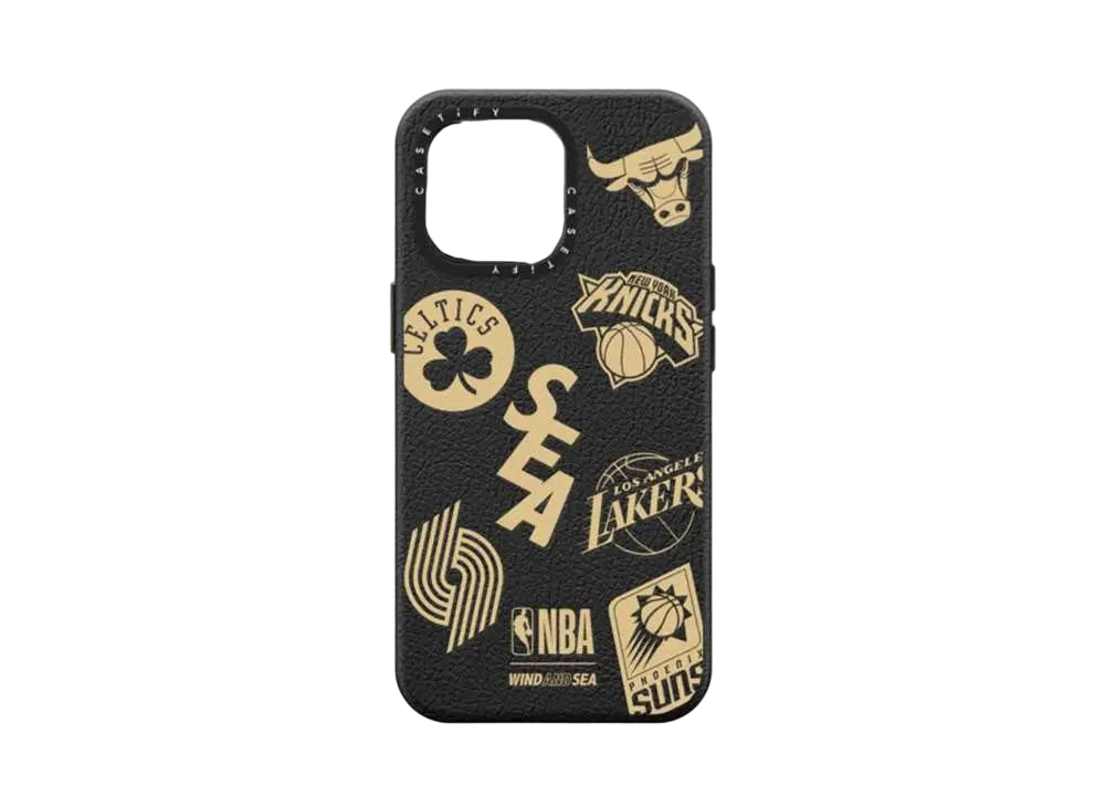 WIND AND SEA x NBA x CASETIFY (Team Logo) Leather 2.0 "Leather Jet Black"