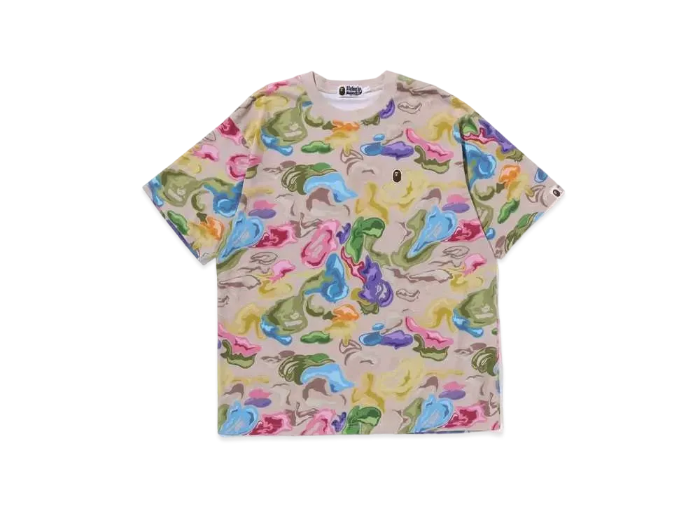 A BATHING APE Bape Art Camo Ape Head One Point Tee "Multi"