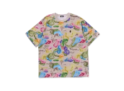 A BATHING APE Bape Art Camo Ape Head One Point Tee "Multi"
