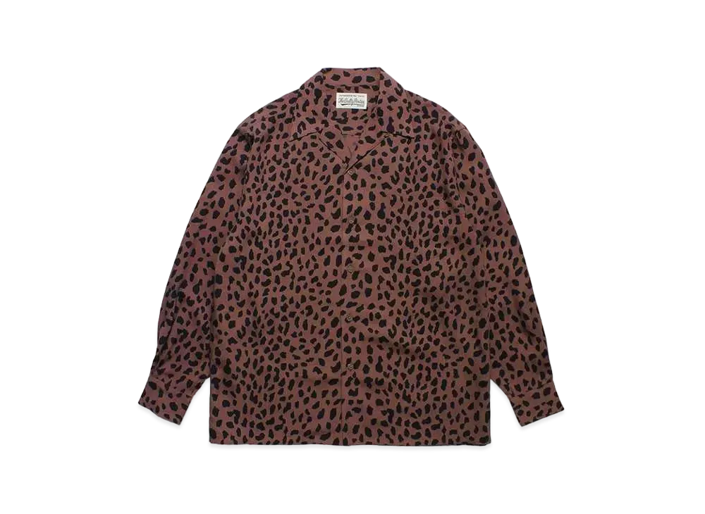 WACKO MARIA Leopard Open Collar Shirt "Brown"