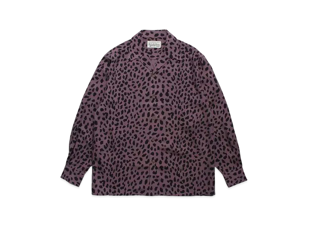 WACKO MARIA Leopard Open Collar Shirt "Purple"