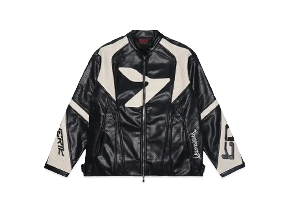 T.C.R MAVERIK MESH LEATHER MOTO JACKET "BLACK"