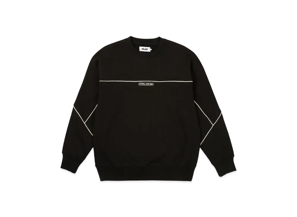PALACE Piped Crew "Black"