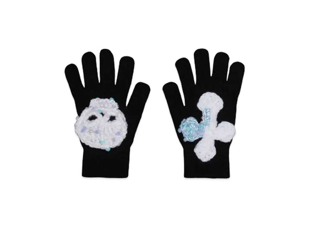 SYUMAN. Hand knitting Gloves "Black/Bule"