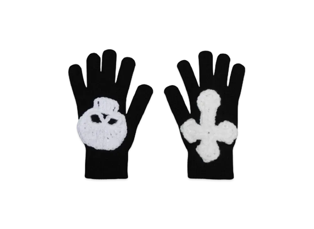 SYUMAN. Hand knitting Gloves "Black/White"
