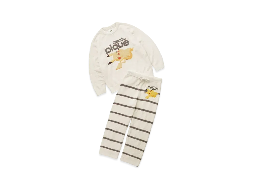 GELATO PIQUE x Pokemon Sleep Mens Babymoko Jacquard Pullover & Long Pants Set "Ivory"