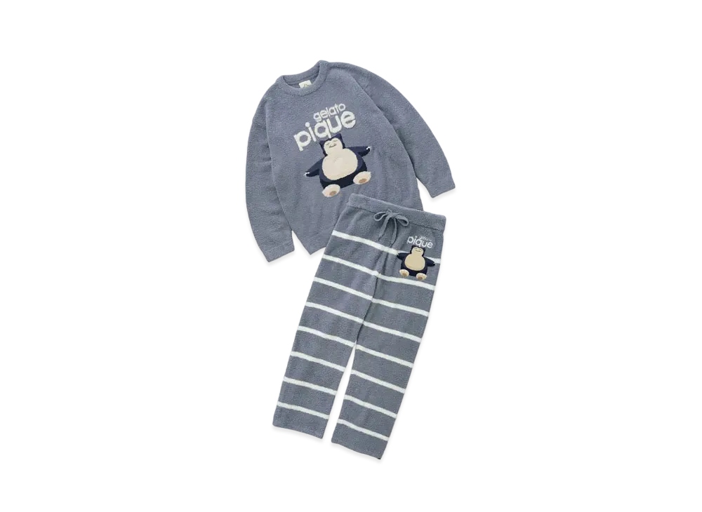 GELATO PIQUE x Pokemon Sleep Mens Babymoko Jacquard Pullover & Long Pants Set #1 "Navy"