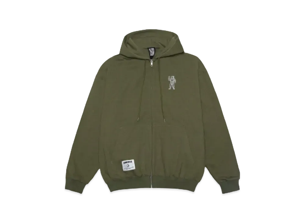 ビリオネアボーイズクラブ エンブロイダレッド ロゴジップアップフーディー "オリーブ"