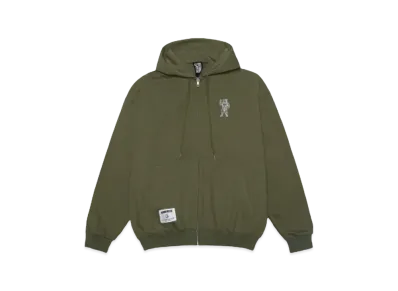 BILLIONAIRE BOYS CLUB EMBROIDERED LOGO ZIP UP HOODIE "OLIVE"