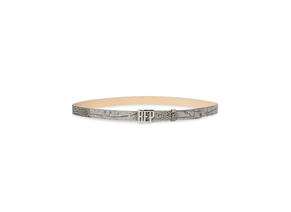 Blackeyepatch Crocodile Embossed Letters Belt Mini "Gray"