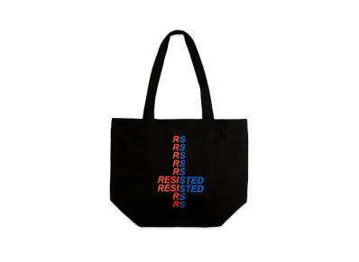 RAF SIMONS Small Denim Tote Bag with Print and RS Badge "Black"